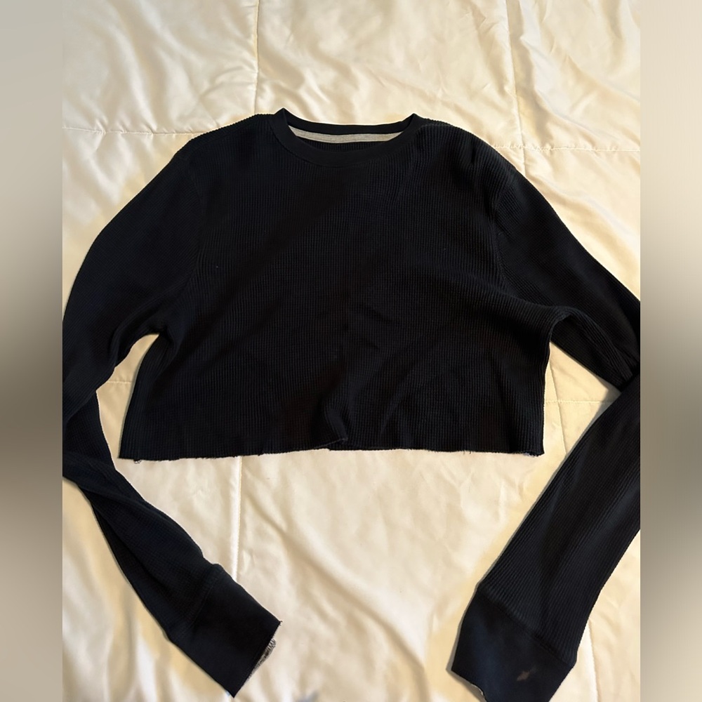Cropped waffleknit long sleeve